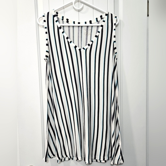 Lane Bryant Tops - Lane Bryant Plus Size 18/20 - Striped Sleeveless Top - Black, White, Teal